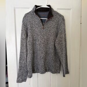 Weatherproof Gray Zip-Up Sweater with Sherpa Fleece Collar